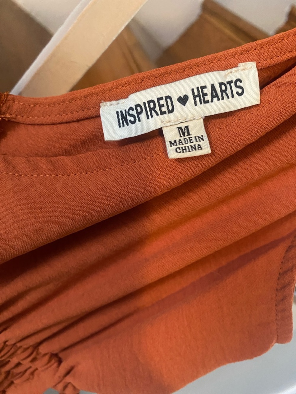 Inspired Hearts Rust Orange Deep V Sleeveless Jumpsuit Size Medium - Picture 2 of 4